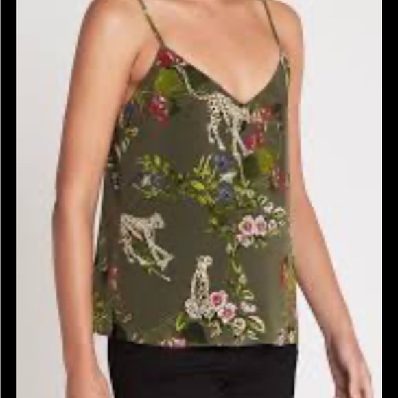 L'AGENCE Cami Tank Top Silk Jungle Floral Leopard - Picture 2 of 7